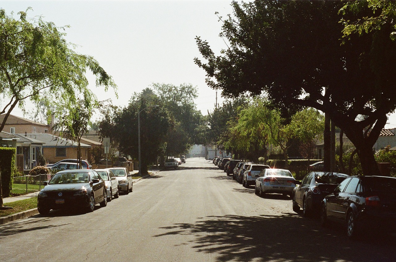 road, neighborhood, cars
